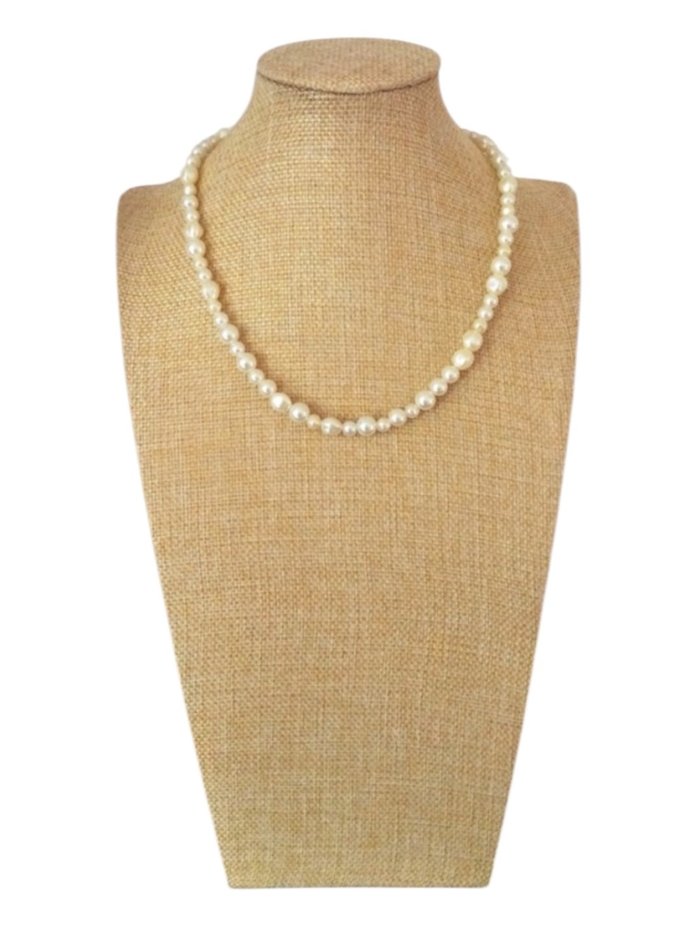 Vintage AVON SAC Silver-Tone Faux Baroque Pearl Necklace - Picture 5 of 15